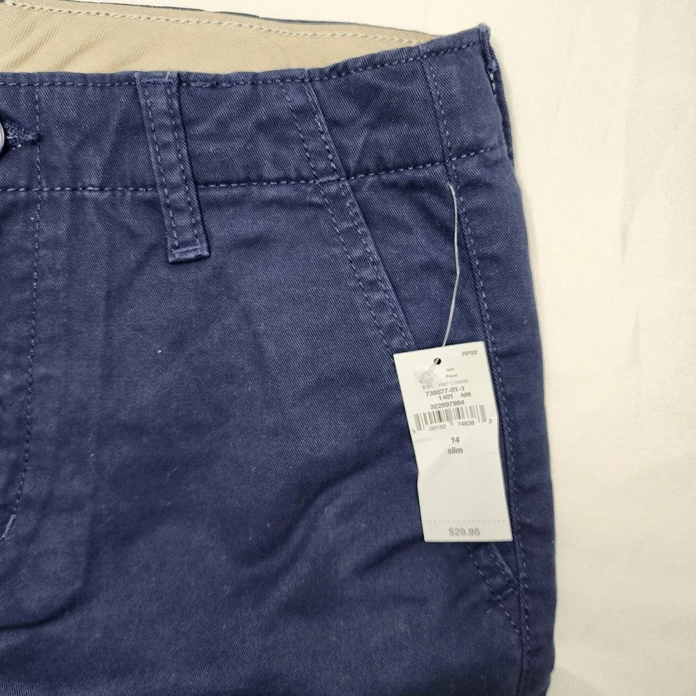 Gap Kids Chino Shorts Boys 14‎ Slim Tapestry Navy Blue New With Tags 738577-01